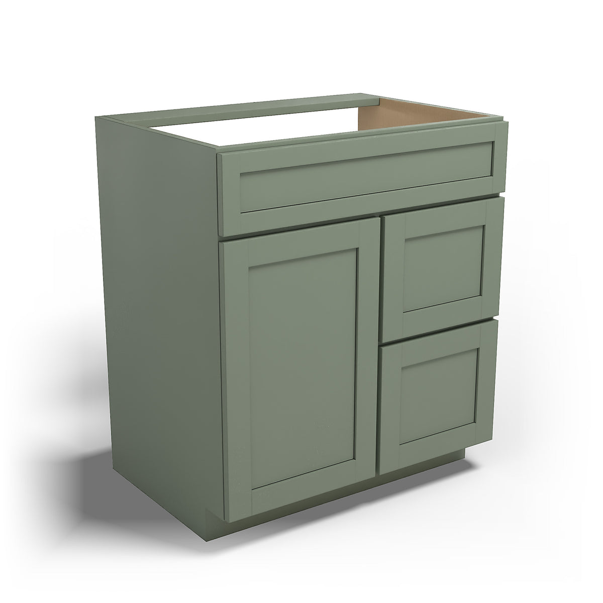 Special Order - 30" x 21" Right Drawers Vanity Base Forest Green - V3021D-R