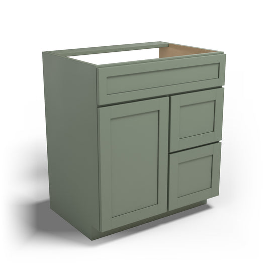 Special Order - 30" x 21" Right Drawers Vanity Base Forest Green - V3021D-R