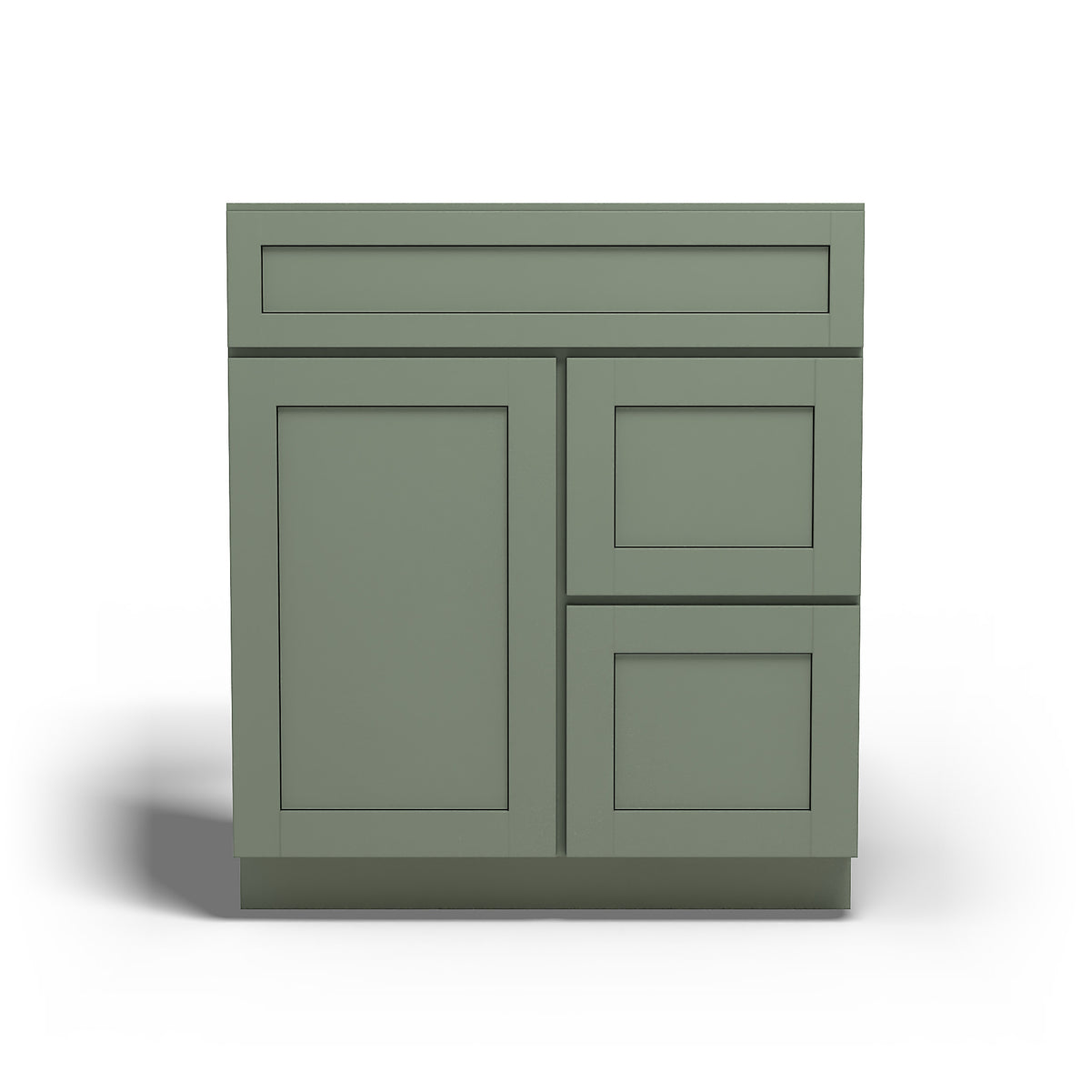 Special Order - 30" x 21" Right Drawers Vanity Base Forest Green - V3021D-R