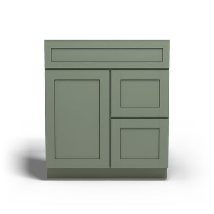 Special Order - 30" x 21" Right Drawers Vanity Base Forest Green - V3021D-R