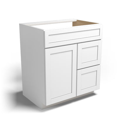 Special Order - 30" x 21" Vanity with Drawers Arcadia White Shaker - V3021D Arcadia White Base Cabinets Bathroom GHI SPACW Special Order Vanity Bases