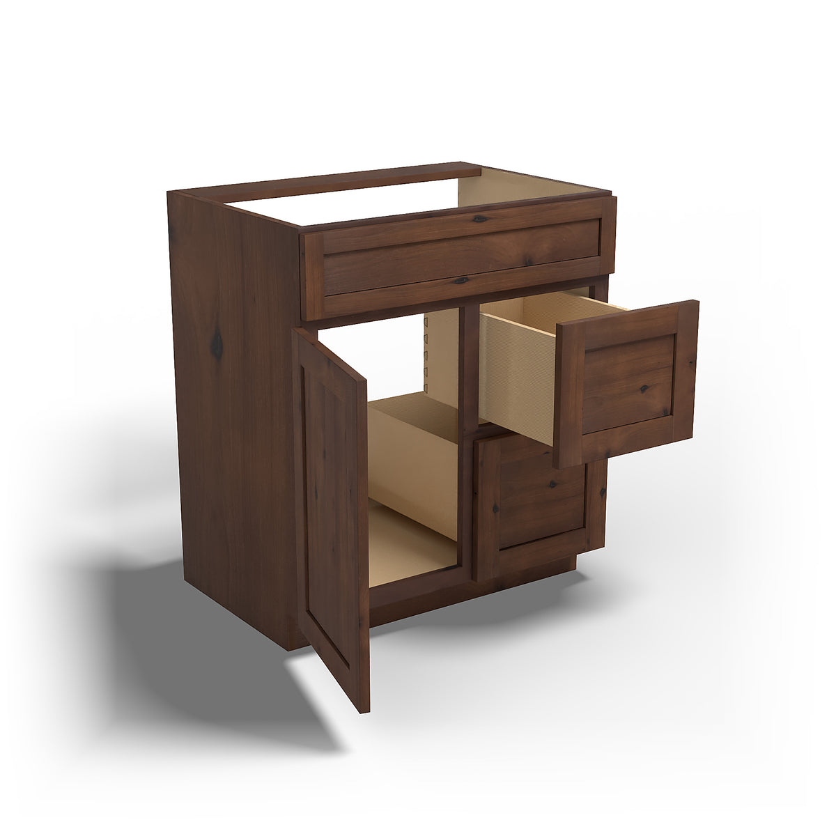 Special Order - 30" x 21" Vanity Base Rustic Walnut - V3021D Base Cabinets Bathroom GHI Rustic Walnut Special Order SPRWS Vanity Bases
