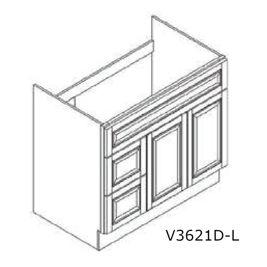 Special Order - 36" x 21" Vanity Base with Left Drawers Nantucket Linen - V3621D-L Bathroom GHI Nantucket Linen Special Order SPNTL Vanity Bases