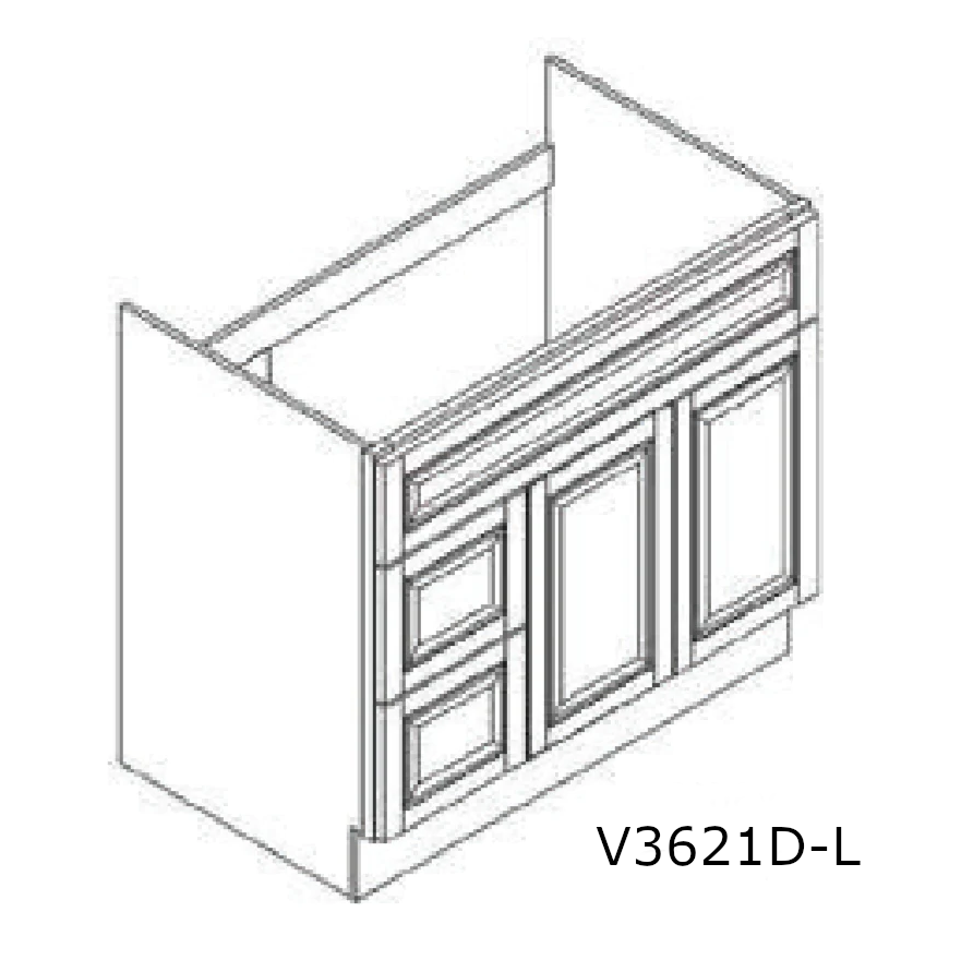 Special Order - 36" x 21" Vanity Base with Left Drawers Coastal Gray - V3621D-L Bathroom Coastal Gray GHI SPCSG Special Order Vanity Bases