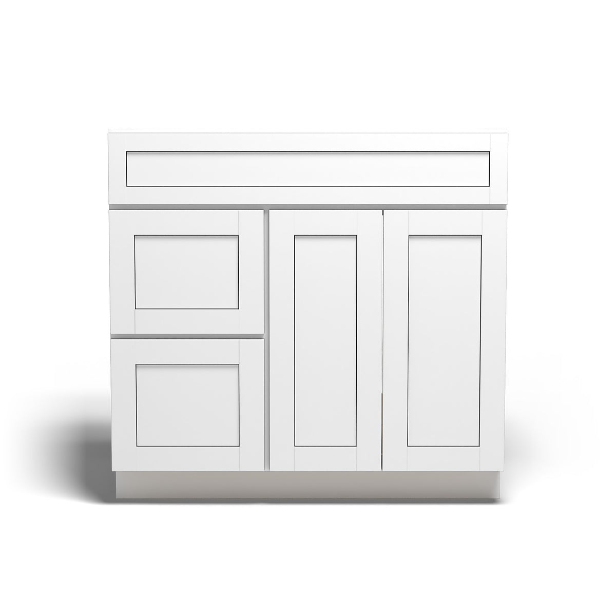 Special Order - 36" x 21" Vanity Base with Left Drawers Arcadia White Shaker - V3621D-L Arcadia White Bathroom GHI SPACW Special Order Vanity Bases