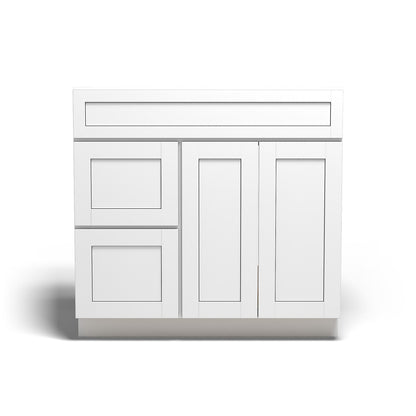 Special Order - 36" x 21" Vanity Base with Left Drawers Arcadia White Shaker - V3621D-L Arcadia White Bathroom GHI SPACW Special Order Vanity Bases