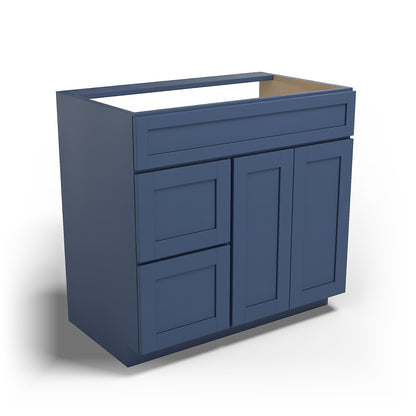 Special Order - 36" x 21" Vanity Base with Left Drawers Concord Blue - V3621D-L Base Cabinets Bathroom Concord Blue GHI SPCCB Special Order Vanity Bases
