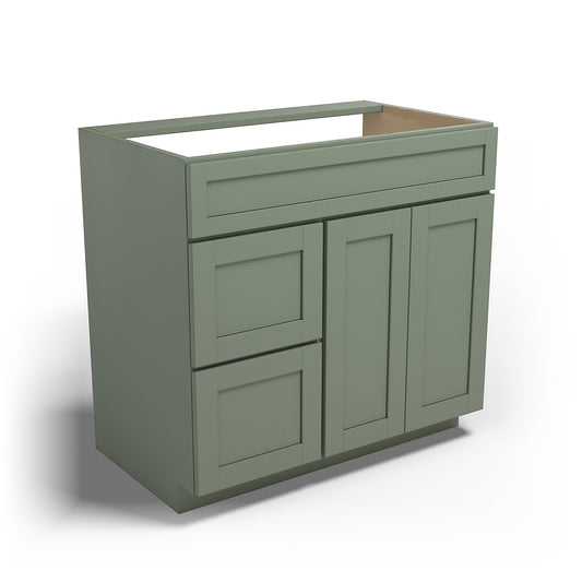 Special Order - 36" x 21" Vanity Base with Left Drawers Forest Green - V3621D-L