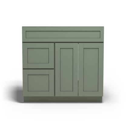 Special Order - 36" x 21" Vanity Base with Left Drawers Forest Green - V3621D-L