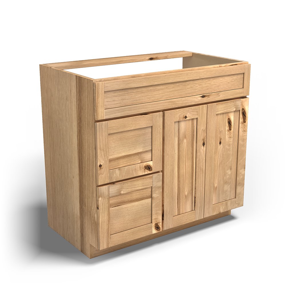 Special Order - 36" x 21" Left Drawers Vanity Base Frontier Shaker - V3621D-L Base Cabinets Bathroom Frontier Shaker GHI published-all-channels Special Order SPFTS Vanity Bases