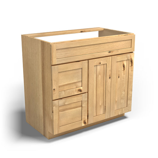 Special Order - 36" x 21" Left Drawers Vanity Base Frontier Shaker - V3621D-L Base Cabinets Bathroom Frontier Shaker GHI Special Order SPFTS Vanity Bases