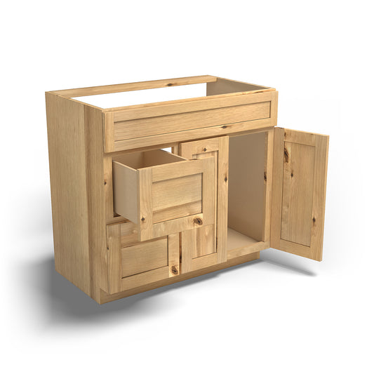 Special Order - 36" x 21" Left Drawers Vanity Base Frontier Shaker - V3621D-L Base Cabinets Bathroom Frontier Shaker GHI Special Order SPFTS Vanity Bases