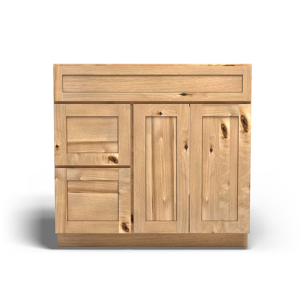 Special Order - 36" x 21" Left Drawers Vanity Base Frontier Shaker - V3621D-L Base Cabinets Bathroom Frontier Shaker GHI published-all-channels Special Order SPFTS Vanity Bases