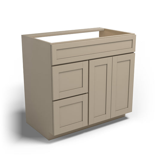 Special Order - 36" x 21" Left Drawers Vanity Base Mojave Shaker - V3621D-L Bathroom GHI Mojave Shaker Special Order SPMJS Vanity Bases