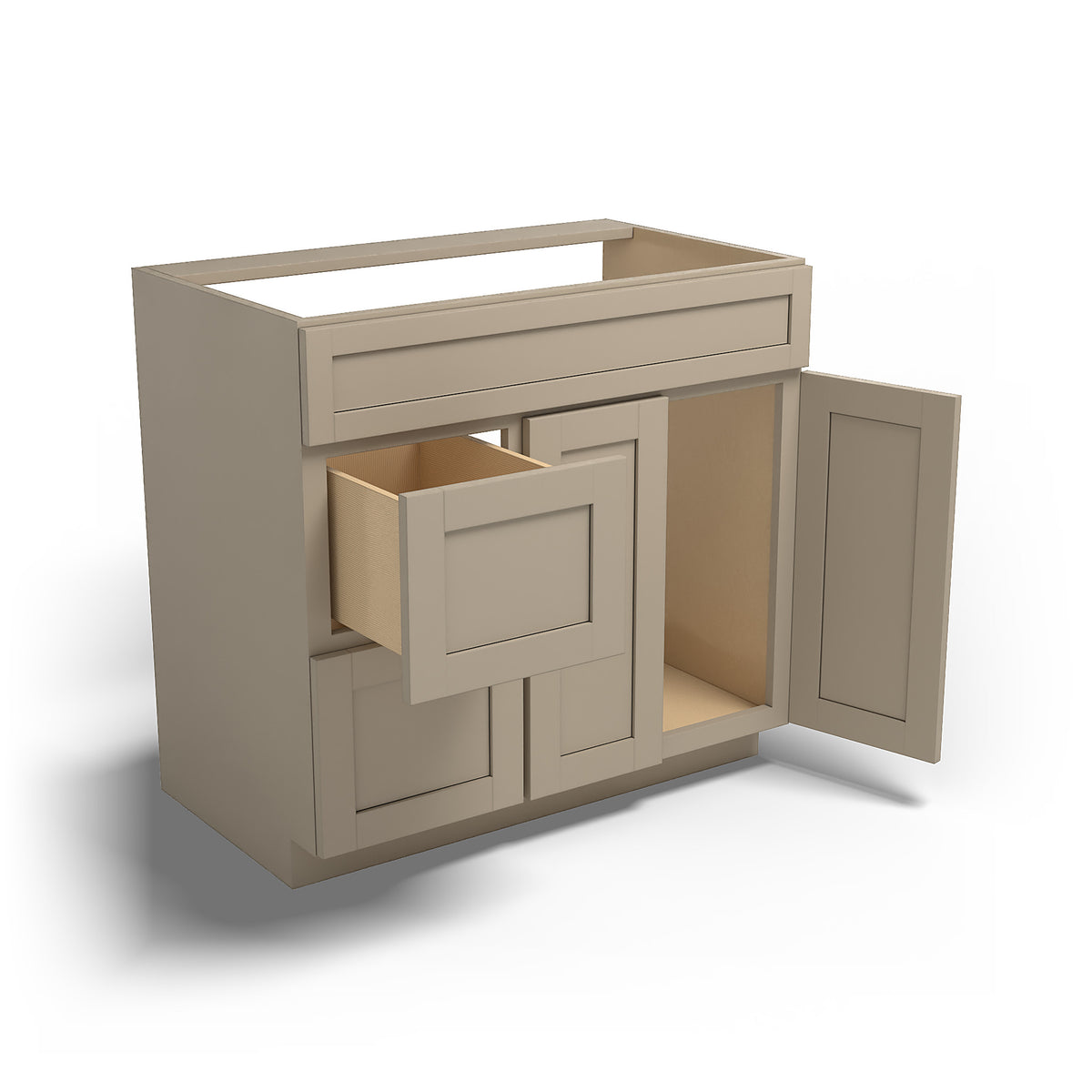 Special Order - 36" x 21" Left Drawers Vanity Base Mojave Shaker - V3621D-L Bathroom GHI Mojave Shaker Special Order SPMJS Vanity Bases
