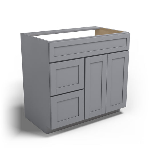 Special Order - 36" x 21" Left Drawers Vanity Base Pacific Gray - V3621D-L Bathroom GHI Pacific Gray Special Order SPPGS Vanity Bases
