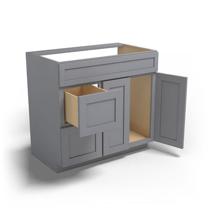 Special Order - 36" x 21" Left Drawers Vanity Base Pacific Gray - V3621D-L Bathroom GHI Pacific Gray Special Order SPPGS Vanity Bases
