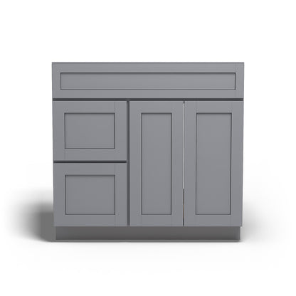 Special Order - 36" x 21" Left Drawers Vanity Base Pacific Gray - V3621D-L Bathroom GHI Pacific Gray Special Order SPPGS Vanity Bases