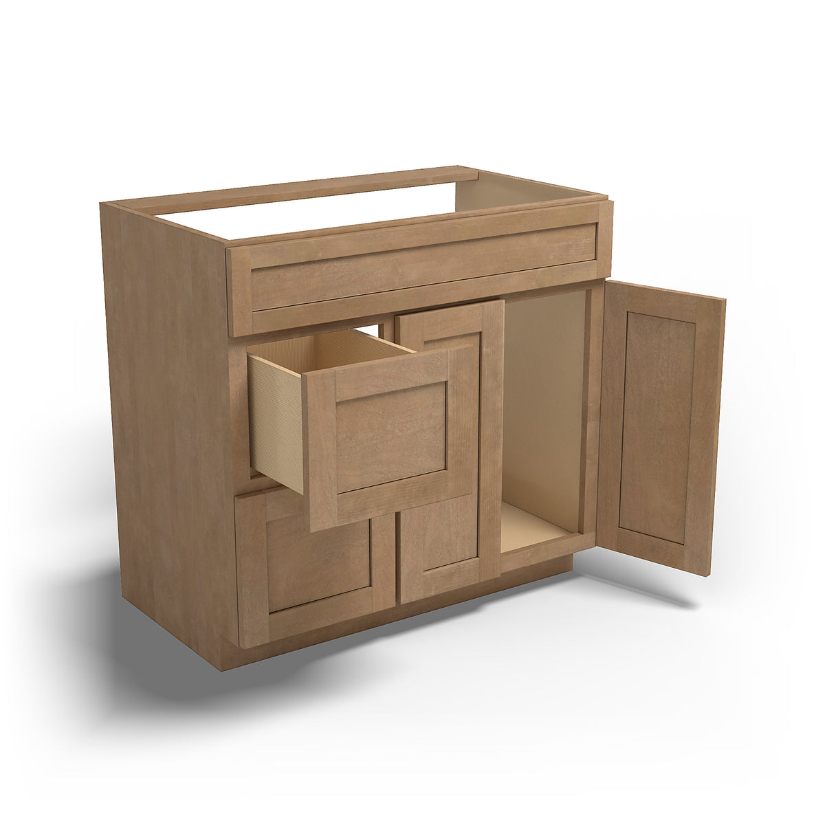 Special Order - 36" x 21" Left Drawers Vanity Base Sonona Sand - V3621D-L Base Cabinets Bathroom GHI Sonona Sand Special Order SPSNS Vanity Bases