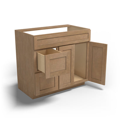 Special Order - 36" x 21" Left Drawers Vanity Base Sonona Sand - V3621D-L Base Cabinets Bathroom GHI Sonona Sand Special Order SPSNS Vanity Bases