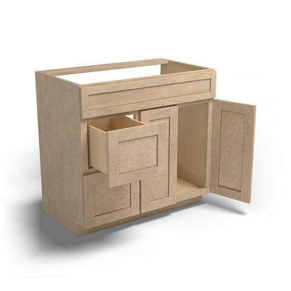 Special Order - 36" x 21" Left Drawers Vanity Base Sonona Wheat - V3621D-L Base Cabinets Bathroom GHI Sonona Wheat Special Order SPSNW Vanity Bases