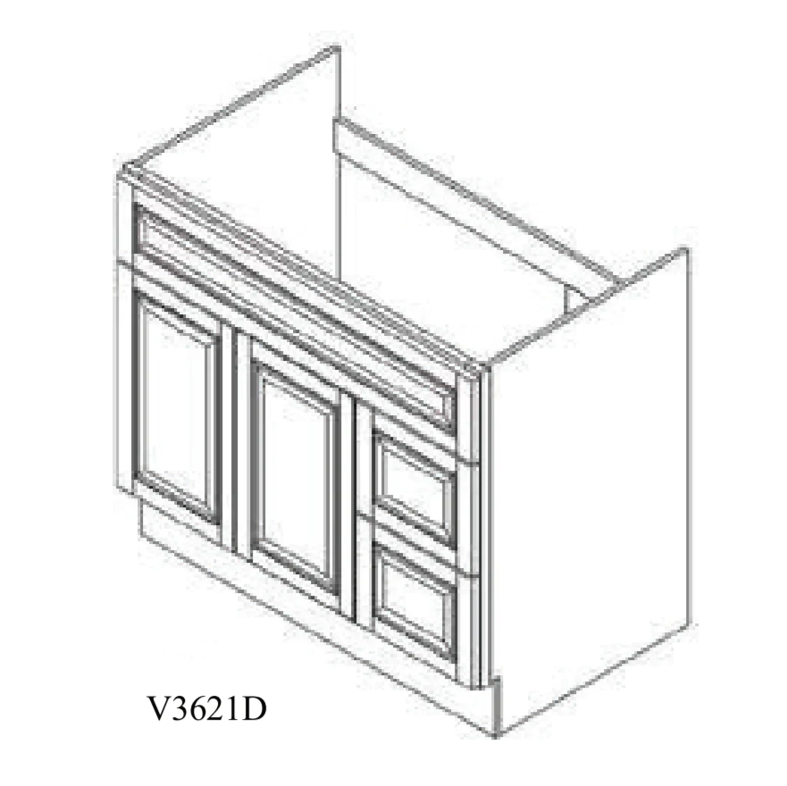 Special Order - 36" x 21" Vanity Base with Right Drawers Nantucket Linen - V3621D-R Bathroom GHI Nantucket Linen Special Order SPNTL Vanity Bases