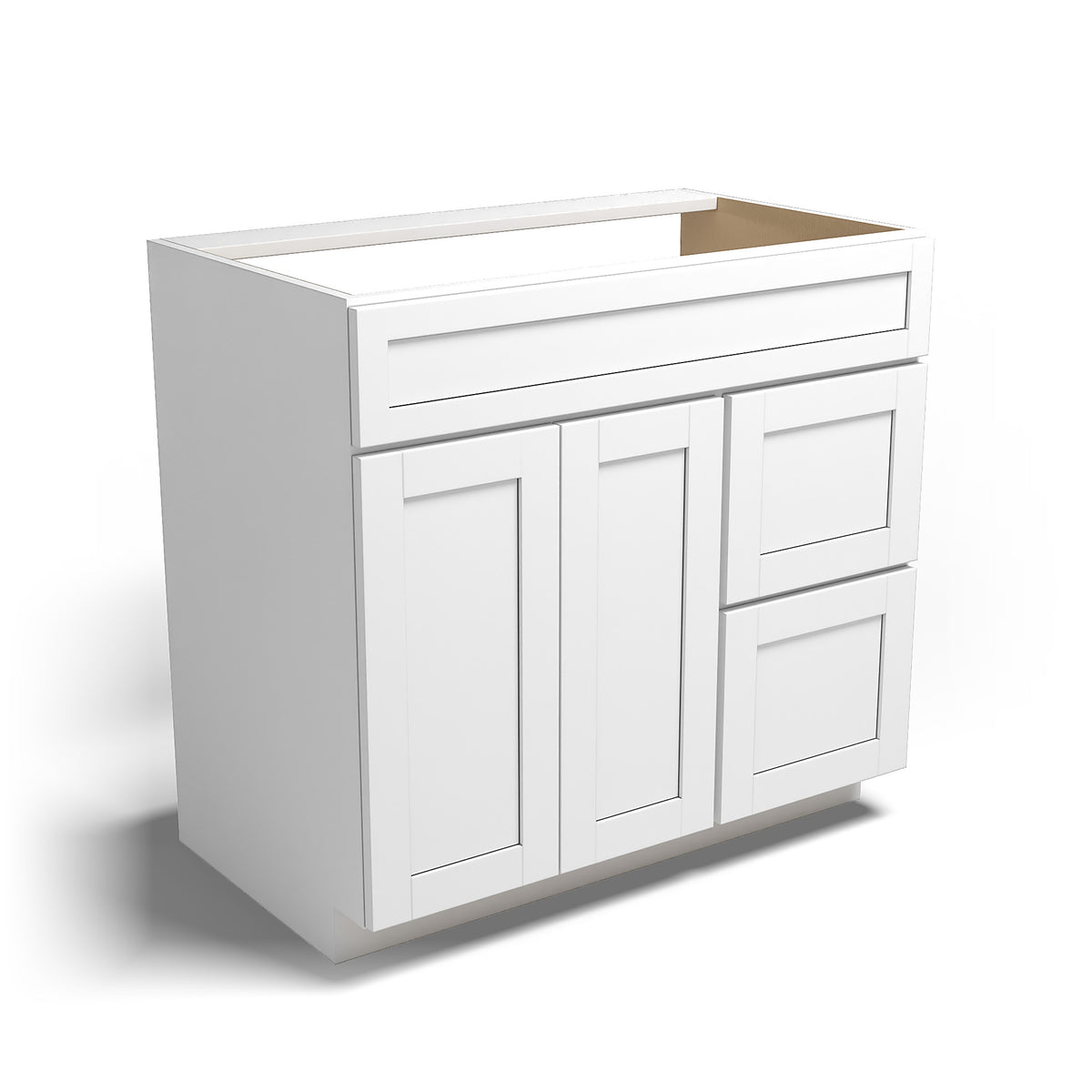 Special Order - 36" x 21" Vanity Base with Right Drawers Arcadia White - V3621D-R Arcadia White Bathroom GHI SPACW Special Order Vanity Bases