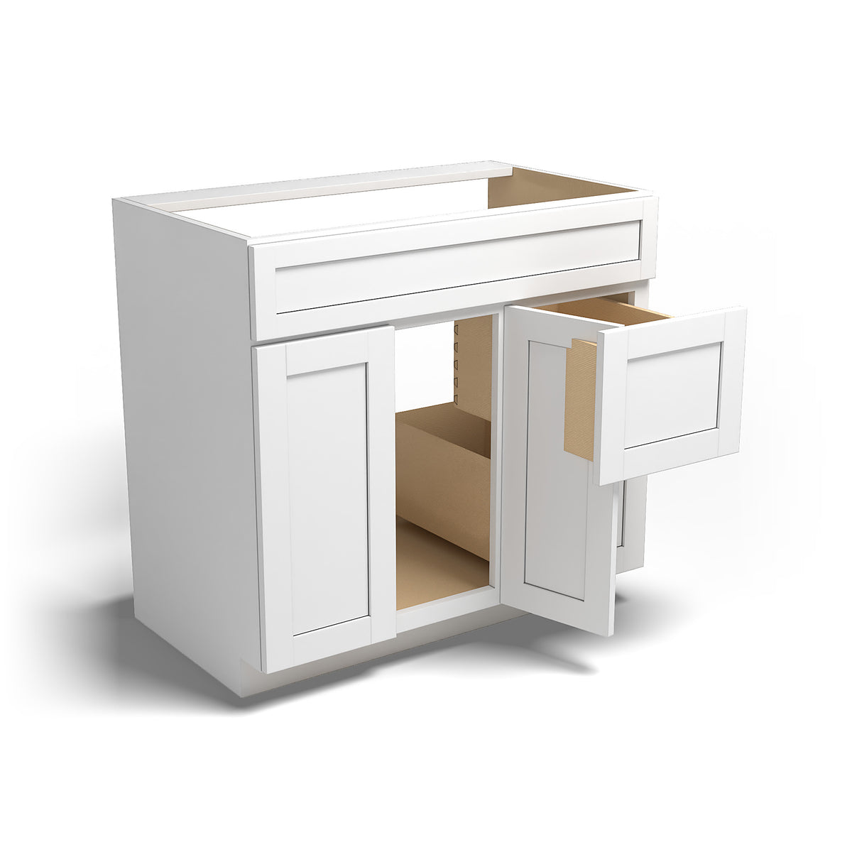 Special Order - 36" x 21" Vanity Base with Right Drawers Arcadia White - V3621D-R Arcadia White Bathroom GHI SPACW Special Order Vanity Bases