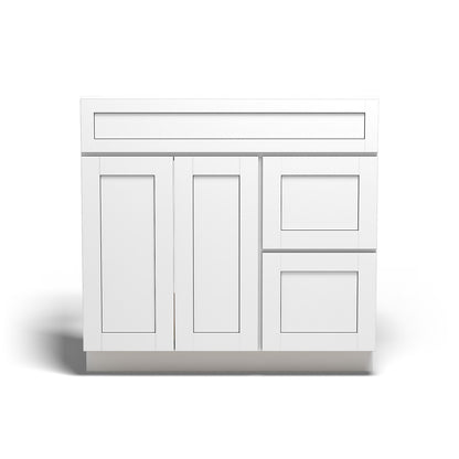 Special Order - 36" x 21" Vanity Base with Right Drawers Arcadia White - V3621D-R Arcadia White Bathroom GHI SPACW Special Order Vanity Bases