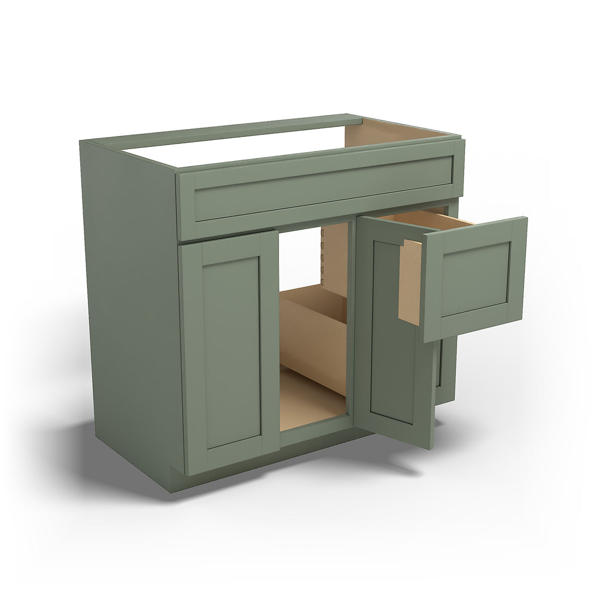 Special Order - 36" x 21" Vanity Base with Right Drawers Forest Green - V3621D-R