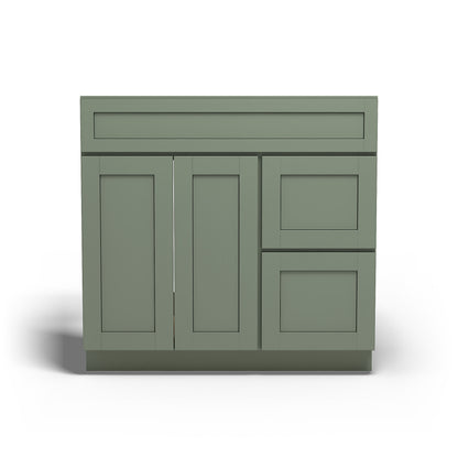 Special Order - 36" x 21" Vanity Base with Right Drawers Forest Green - V3621D-R