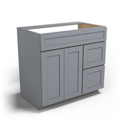 Special Order - 36" x 21" Right Drawers Vanity Base Pacific Gray - V3621D-R Bathroom GHI Pacific Gray Special Order SPPGS Vanity Bases