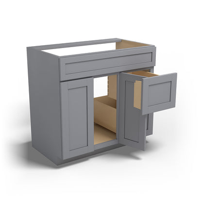 Special Order - 36" x 21" Right Drawers Vanity Base Pacific Gray - V3621D-R Bathroom GHI Pacific Gray Special Order SPPGS Vanity Bases