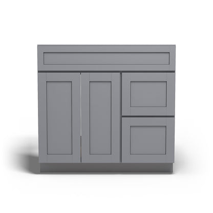 Special Order - 36" x 21" Right Drawers Vanity Base Pacific Gray - V3621D-R Bathroom GHI Pacific Gray Special Order SPPGS Vanity Bases