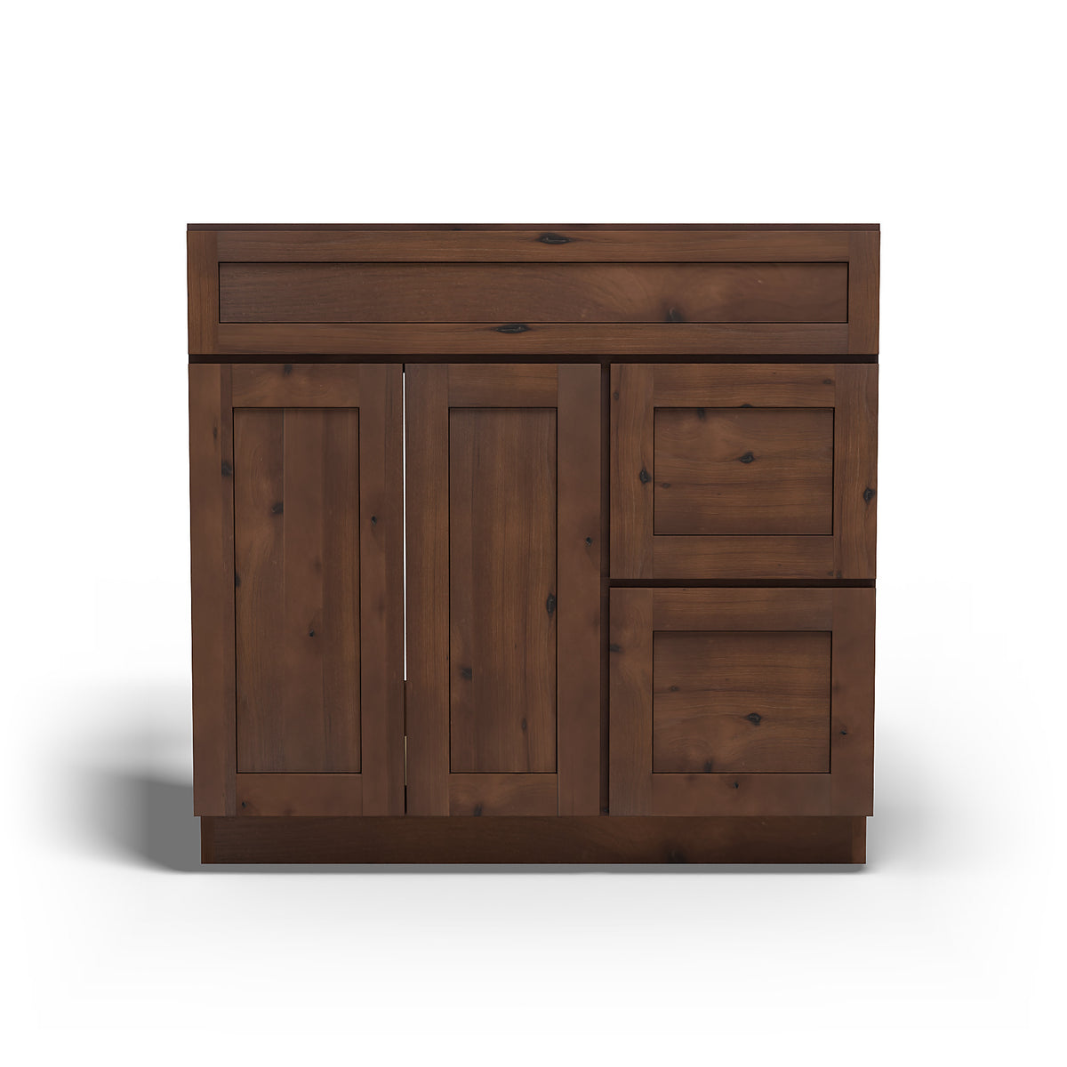 Special Order - 36" x 21" Right Drawers Vanity Base Rustic Walnut - V3621D-R Base Cabinets Bathroom GHI Rustic Walnut Special Order SPRWS Vanity Bases