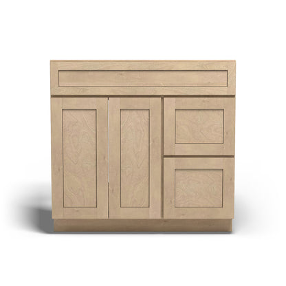 Special Order - 36" x 21" Right Drawers Vanity Base Sonona Wheat - V3621D-R Base Cabinets Bathroom GHI Sonona Wheat Special Order SPSNW Vanity Bases