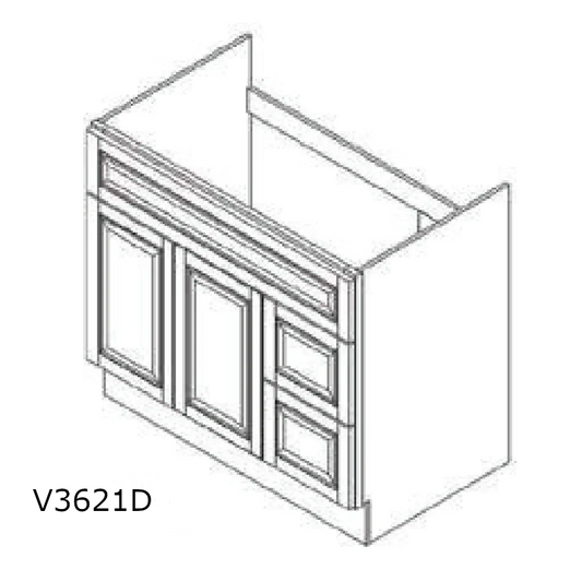 36" x 21" Vanity with Drawers Arcadia White Shaker - V3621D Arcadia White Bathroom GHI GHI-INSTORE Vanity Bases