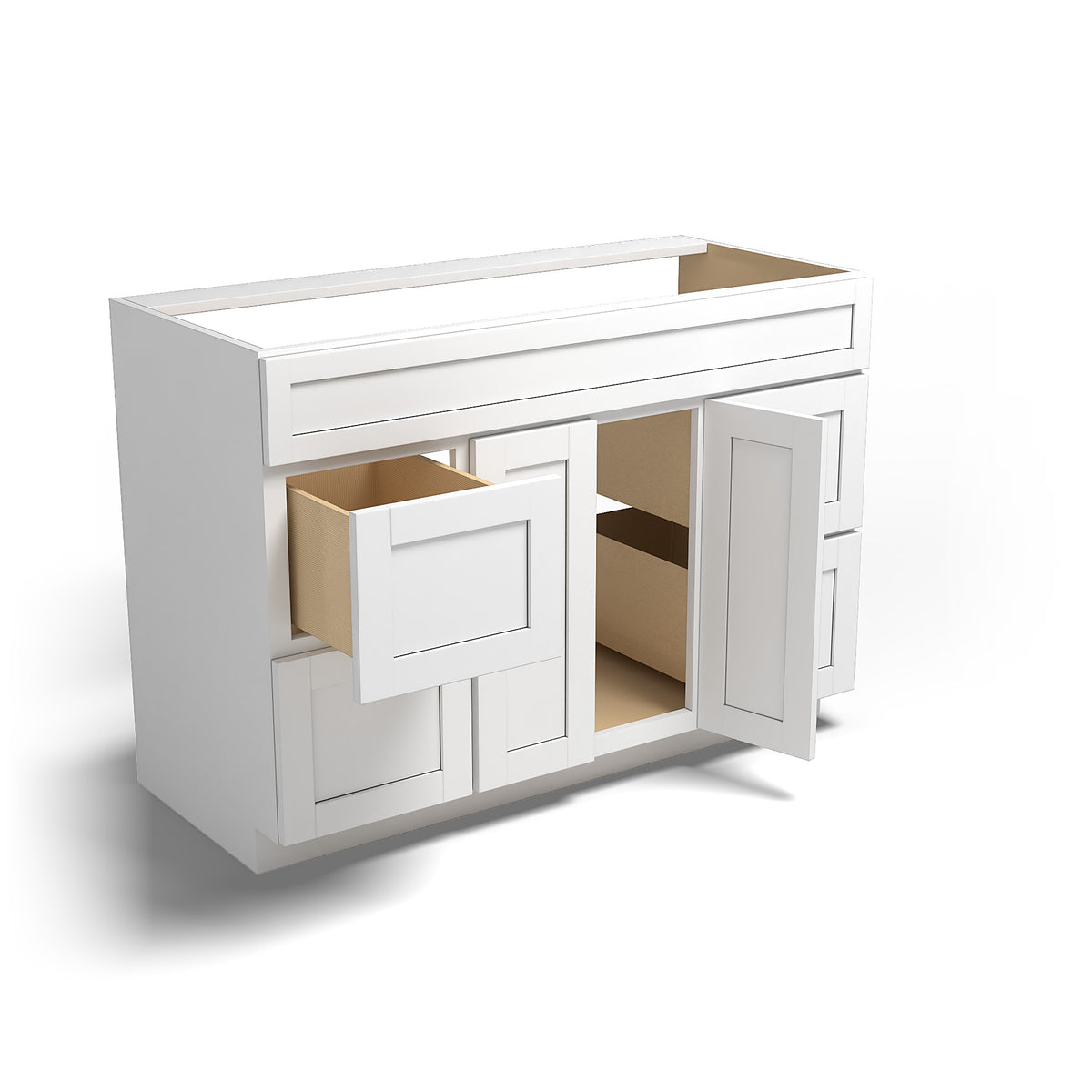 Special Order - 48" x 21" Vanity with Drawers Arcadia White Shaker - V4821D Arcadia White Base Cabinets Bathroom GHI SPACW Special Order Vanity Bases