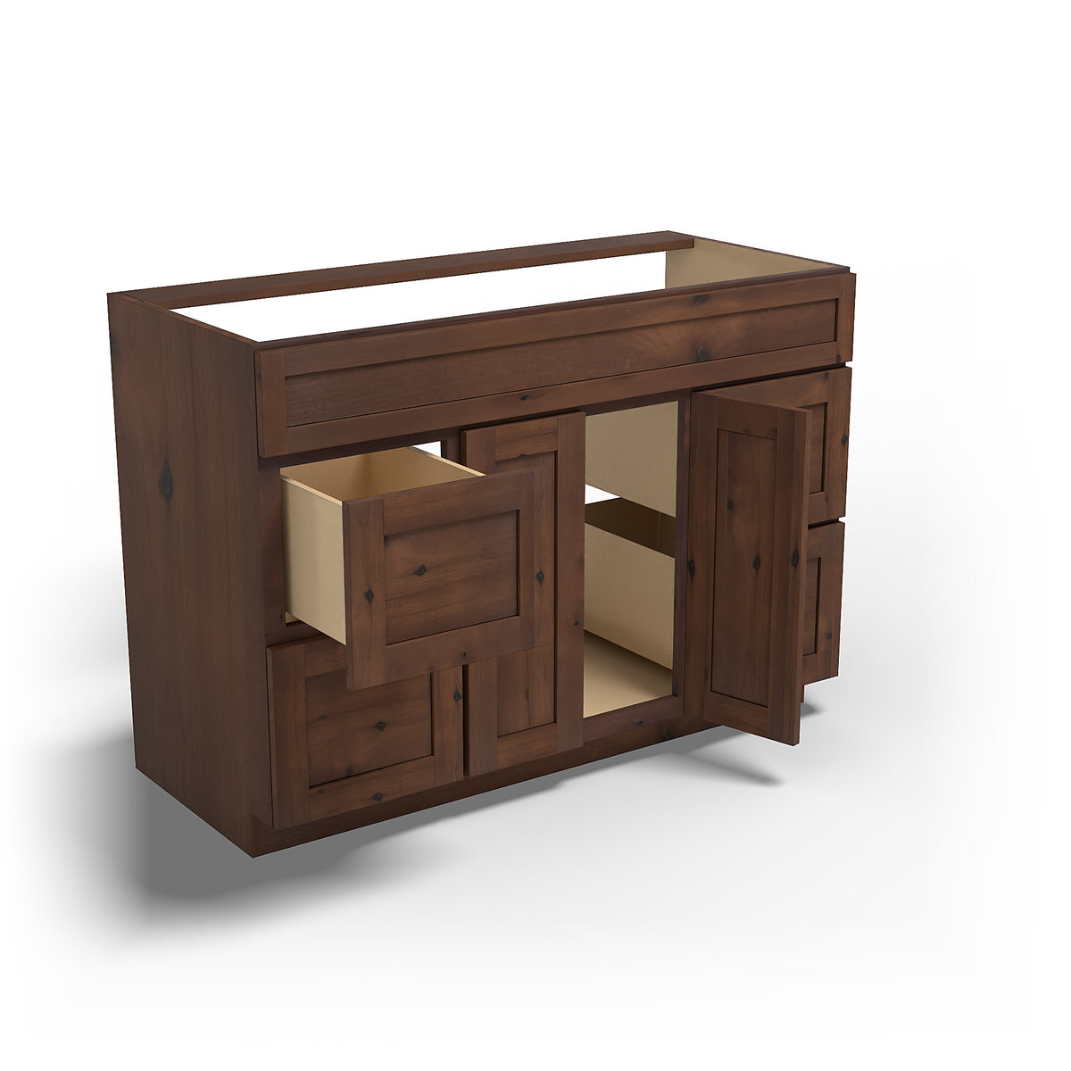 Special Order - 48" x 21" Vanity Base Rustic Walnut - V4821D Base Cabinets Bathroom GHI Rustic Walnut Special Order SPRWS Vanity Bases