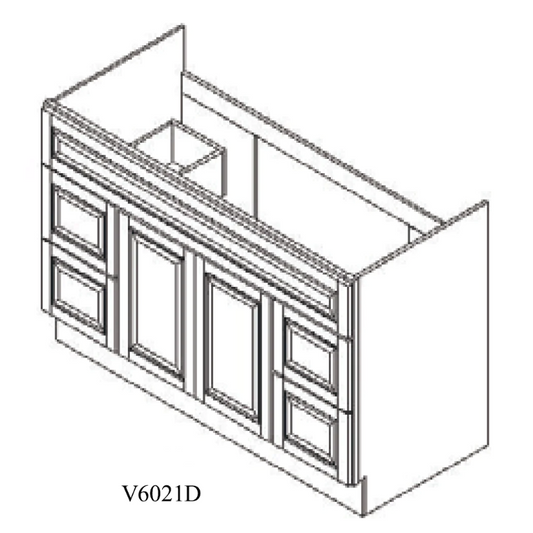 Special Order - 60" x 21" Vanity with Drawers New Castle Gray - V6021D Bathroom GHI New Castle Gray Special Order SPNCG Vanity Bases