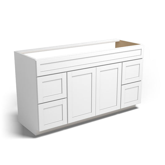 Special Order - 60" x 21" Vanity with Drawers Arcadia White Shaker - V6021D Arcadia White Base Cabinets Bathroom GHI SPACW Special Order Vanity Bases