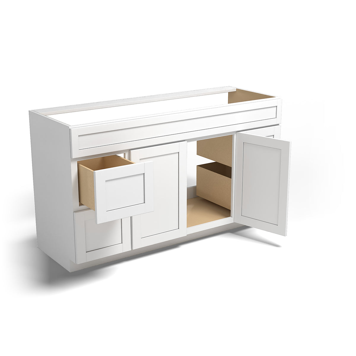 Special Order - 60" x 21" Vanity with Drawers Arcadia White Shaker - V6021D Arcadia White Base Cabinets Bathroom GHI SPACW Special Order Vanity Bases