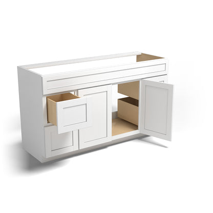 Special Order - 60" x 21" Vanity with Drawers Arcadia White Shaker - V6021D Arcadia White Base Cabinets Bathroom GHI SPACW Special Order Vanity Bases