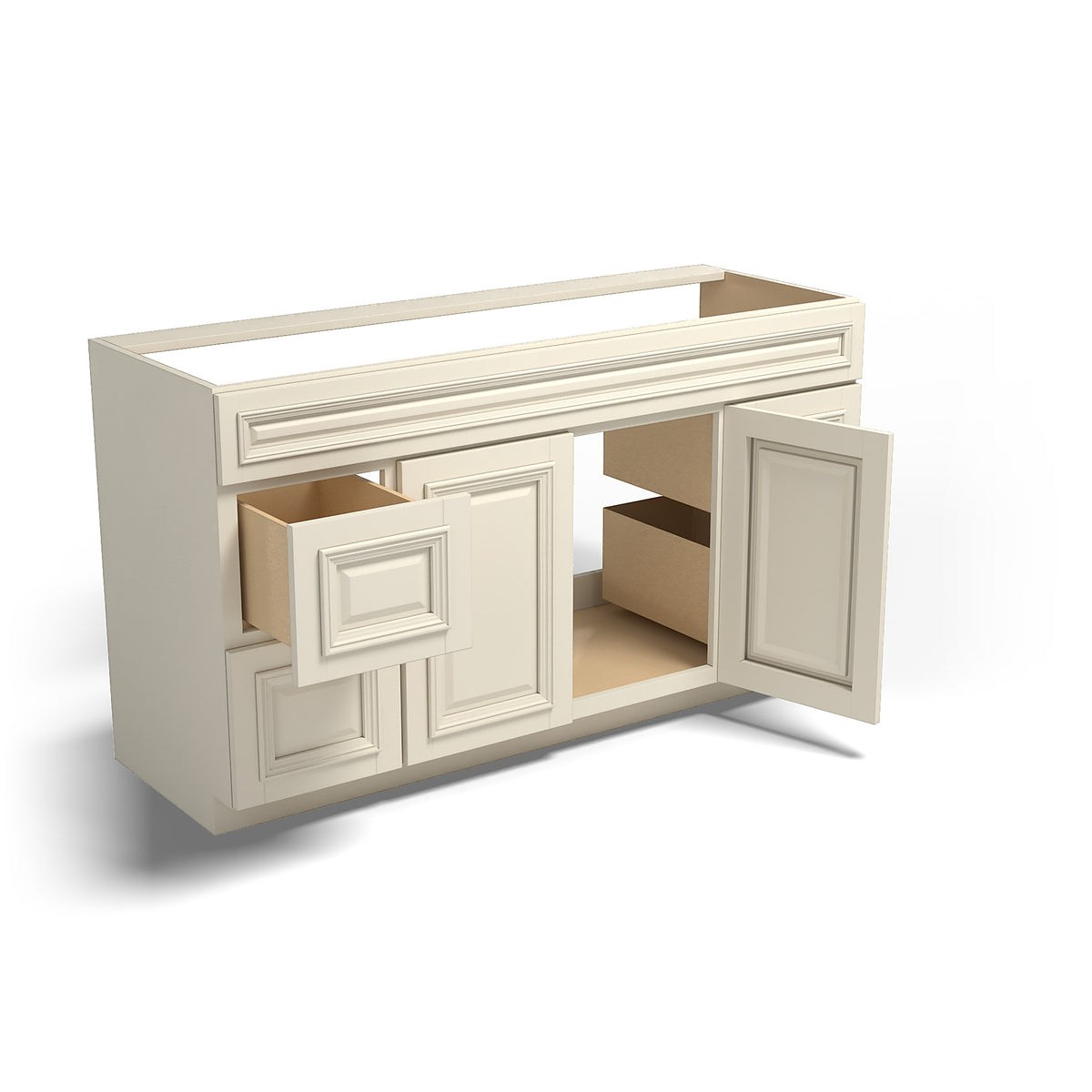 Special Order - 60" x 21" Vanity with Drawers Nantucket Linen - V6021D Base Cabinets Bathroom GHI Nantucket Linen Special Order SPNTL Vanity Bases