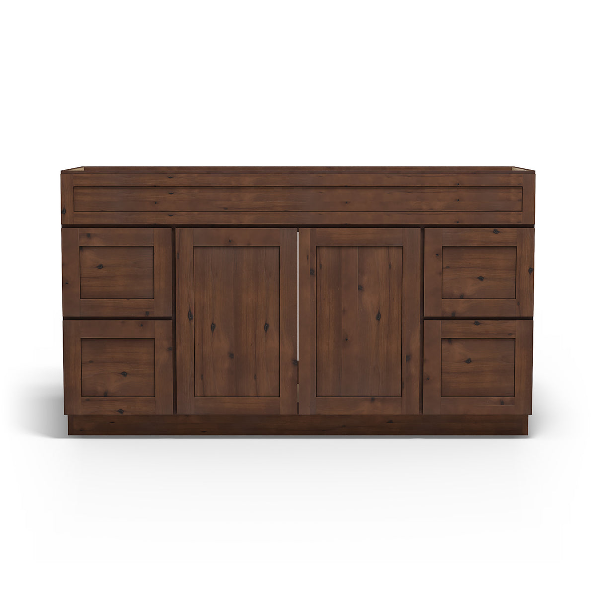 Special Order - 60" x 21" Vanity Base Rustic Walnut - V6021D Base Cabinets Bathroom GHI Rustic Walnut Special Order SPRWS Vanity Bases