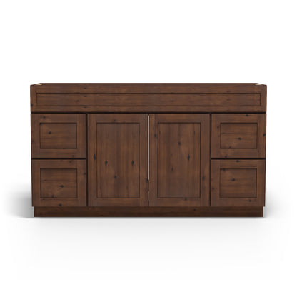 Special Order - 60" x 21" Vanity Base Rustic Walnut - V6021D Base Cabinets Bathroom GHI Rustic Walnut Special Order SPRWS Vanity Bases