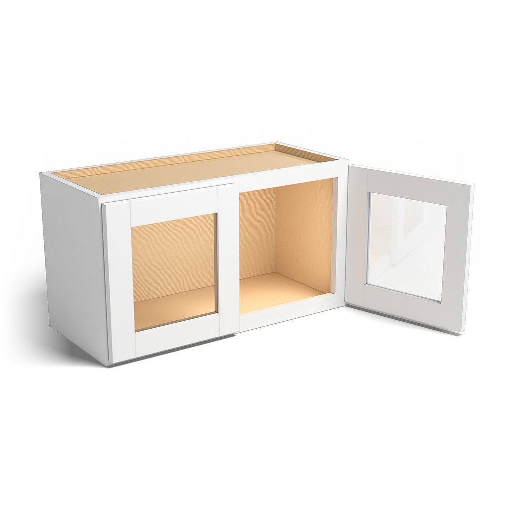 Special Order - 27" x 15" Wall Cabinet with Acrylic Mullion Doors Arcadia White Shaker - W2715GMD