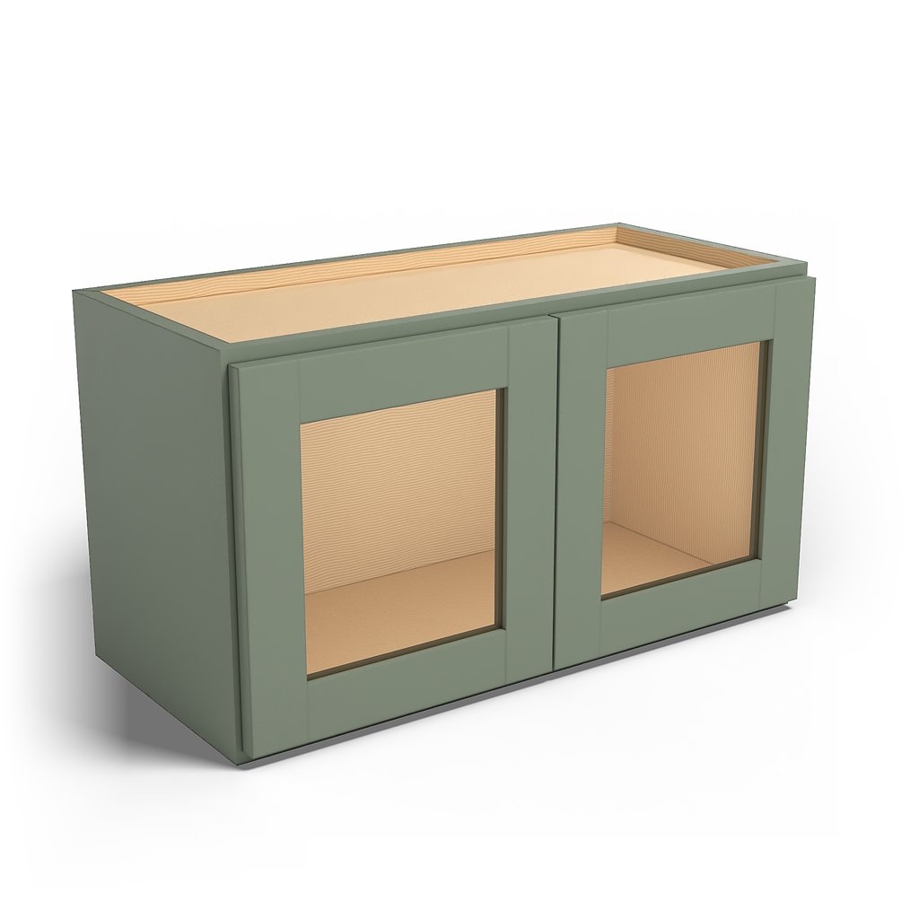 Special Order - 27" x 15" Wall Cabinet with Acrylic Mullion Doors Forest Green - W2715GMD Forest Green GHI Special Order SPFRG Upper Wall Cabinets Wall Cabinets