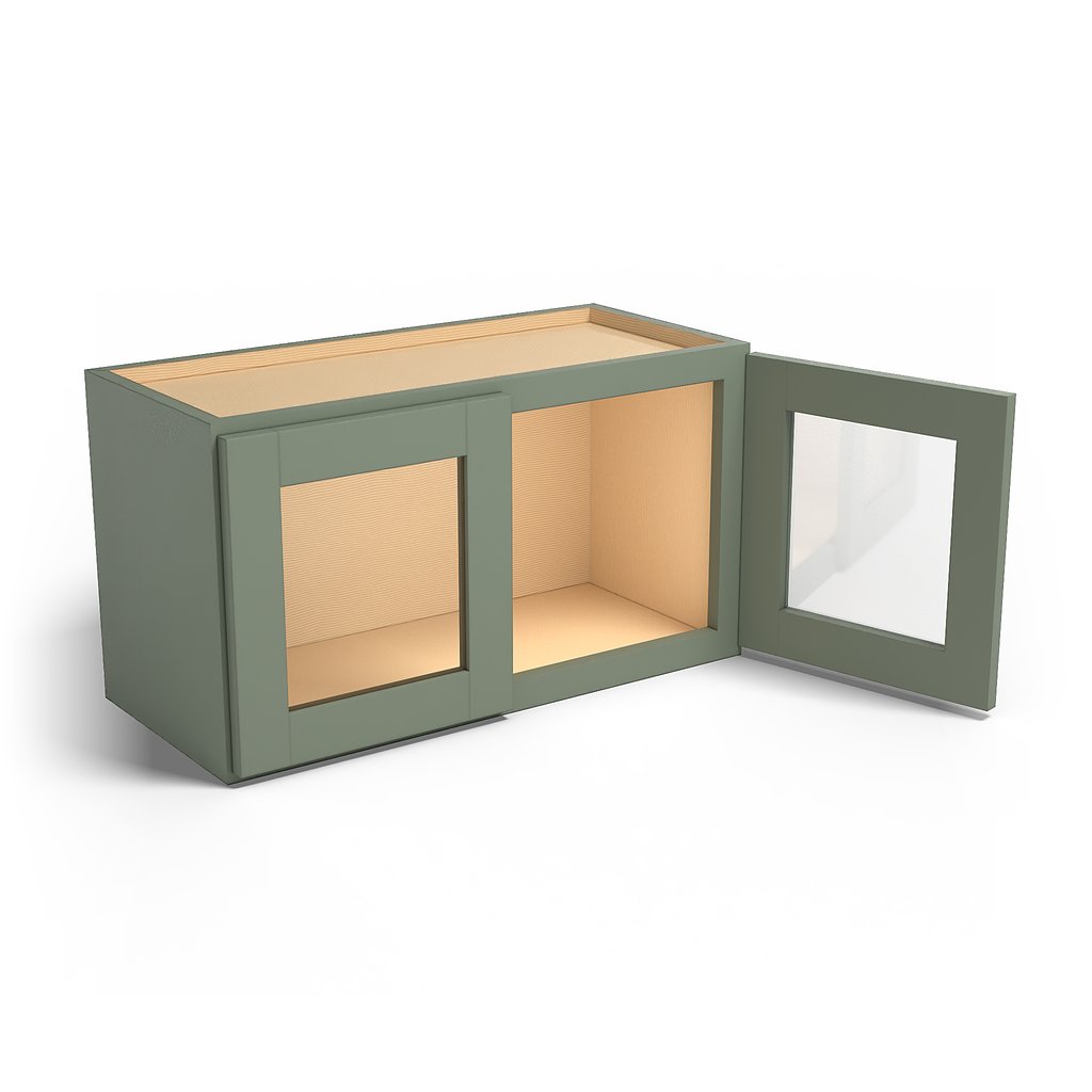 Special Order - 27" x 15" Wall Cabinet with Acrylic Mullion Doors Forest Green - W2715GMD Forest Green GHI Special Order SPFRG Upper Wall Cabinets Wall Cabinets