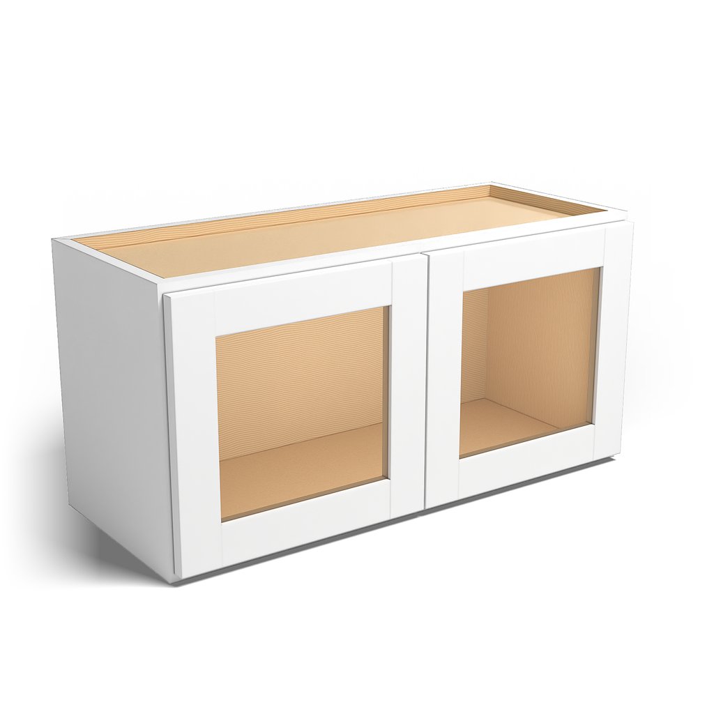 Special Order - 30" x 15" Wall Cabinet with Acrylic Mullion Doors Arcadia White Shaker - W3015GMD